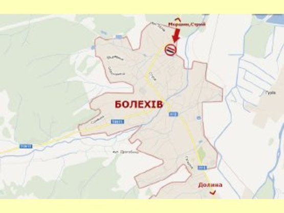 Схема рекламної площини за адресою м.Болехів (вїзд зі сторони Стрия) ст.Б