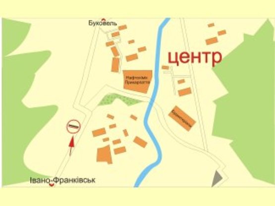 Схема рекламної площини за адресою м.Надвірна (обїзна, магазин будівельних матеріалів) ст.Б