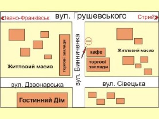 Схема рекламної площини за адресою Винниченка (навпроти маг. Вінісін)   центр