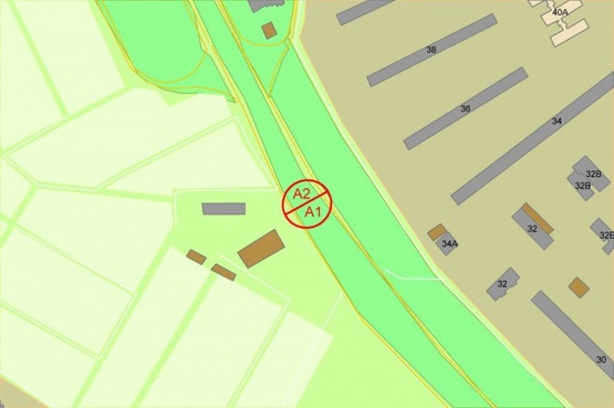Схема рекламной плоскости по адресу Окружная дорога, разделитель / напротив ул.Зодчих, 36 по ходу к Жулянскому путепроводу