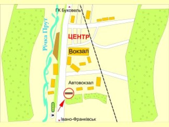 Схема рекламної площини за адресою в'їзд з Яремче в сторону Івано-Франківська