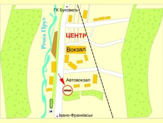 Схема рекламної площини за адресою виїзд з Яремче в сторону Івано-Франківська