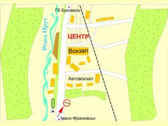 Схема рекламної площини за адресою вїзд в Яремче з Івано-Франківська перед ОККО