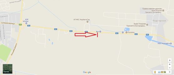 Схема рекламной плоскости по адресу Тернопіль-Львів-Рава-Руська, км 109+680, ліворуч, напроти АЗС WOG