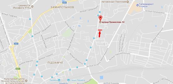 Схема рекламной плоскости по адресу вул. Промислова, 52