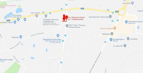 Схема рекламной плоскости по адресу вул Промислова - вул Городницька