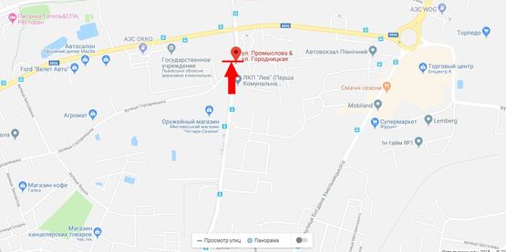 Схема рекламной плоскости по адресу вул Промислова - вул Городницька