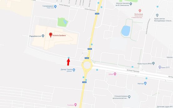 Схема рекламної площини за адресою вул. Кульпарківська, 226а (зупинка ТЦ "Вікторія Гарденс")