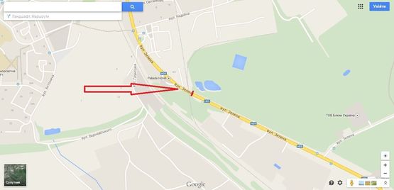 Схема рекламной плоскости по адресу Зелена виїзд з міста (міст)