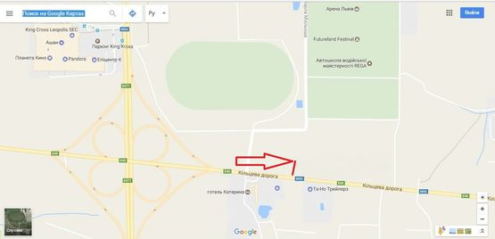 Схема рекламної площини за адресою Київ-Чоп, км 552+500, Арена Львів, гот.Катерина, праворуч