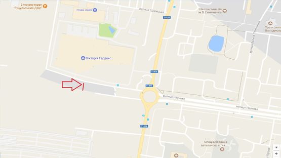 Схема рекламной плоскости по адресу вул. Кульпарцівська, ТЦ Victoria Gardens, 130 м від проїзду