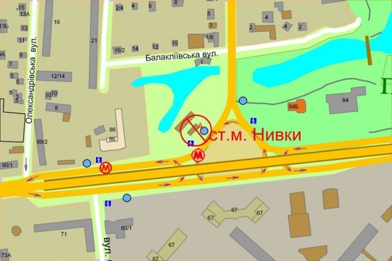 Схема рекламної площини за адресою Щербакова, ст.(М)"Нивки"