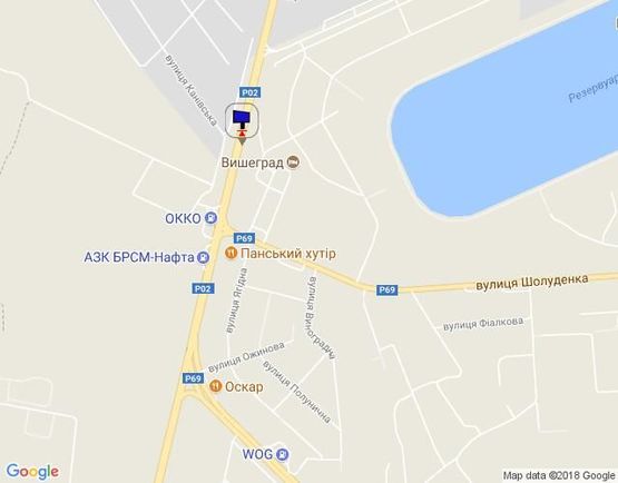 Схема рекламной плоскости по адресу Траса "Київ-Іванків-Овруч", Р-02 км 20+ 600 право, с. Нові Петрівці,  перед поворотом на комплекс "Межигір'я"