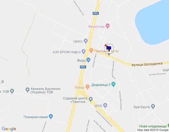 Схема рекламної площини за адресою м. Вишгород, вул. Шолуденка, розвилка на Нові Петрівці та вул. Богатирську