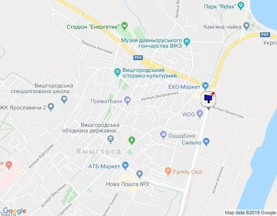 Схема рекламної площини за адресою м. Вишгород, вул. Набережна, поворот на вул. Промислова, біля заводу ЗБМК, за 75м до АЗС WOG