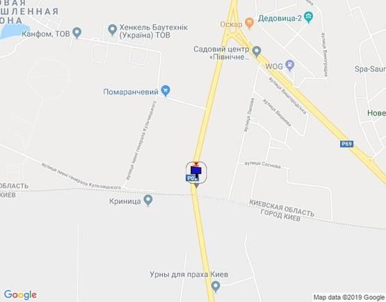 Схема рекламної площини за адресою Траса "Київ-Іванків-Овруч", Р-02 км 19+ 000 право, з Вишгорода(Нових Петрівців) на пл. Шевченка, 300 м. вул. Дніпроводна, в Київ