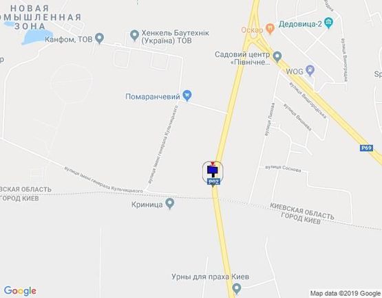 Схема рекламної площини за адресою Траса "Київ-Іванків-Овруч", Р-02 км 19+ 050 ліво, 300 м. вул. Дніпроводна, в'їзд в  Київ