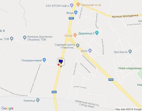 Схема рекламної площини за адресою Траса "Київ-Іванків-Овруч", Р-02 км 19+ 200 право,на світлофорі, перед поворотом на SANDORA, HENKEL-Україна, в'їзд в Вишгород з пл. Шевченко