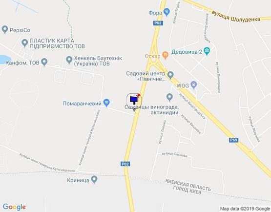 Схема рекламної площини за адресою Траса "Київ-Іванків-Овруч", Р-02 км 19+ 250 лево,на світлофорі, перед поворотом на SANDORA, HENKEL-Україна, виїзд з Вишгорода до пл. Шевченко