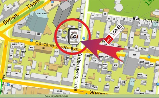 Схема рекламной плоскости по адресу Вул. Саксаганського, 108/18