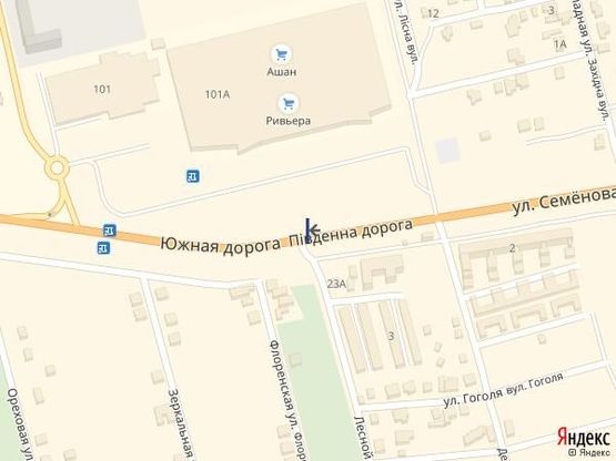 Схема рекламної площини за адресою Одесса-Южный 18+00А (Ривьера) в стор. Одессы