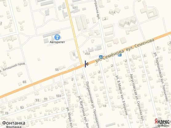 Схема рекламной плоскости по адресу Одесса-Южный (Фонтанка) 19+500 А в стор. Одессы