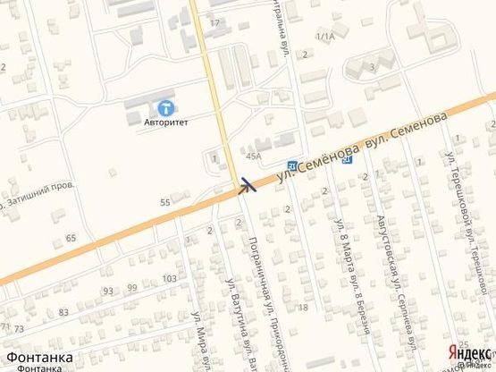 Схема рекламной плоскости по адресу Одесса-Южный (Фонтанка) 19+500 Б в стор. Южного