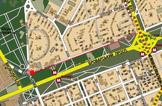 Схема рекламної площини за адресою ул. Андрея Малышка, 1(В) Метро "Дарница"