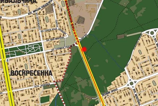 Схема рекламної площини за адресою ул. Братиславская ( рынком "Юность" и супермаркетом "Эпицентр") (В)