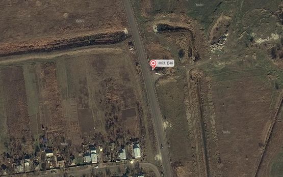 Схема рекламной плоскости по адресу перед поворотом на Кр. Лиман и БЗС г. Славянска, на повороте в п. Селезневка (направление на Харьков (Святогорск))