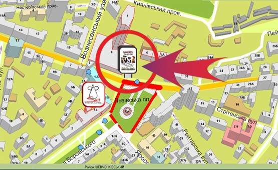 Схема рекламної площини за адресою Пл. Львівська , Біля Будинку Одягу