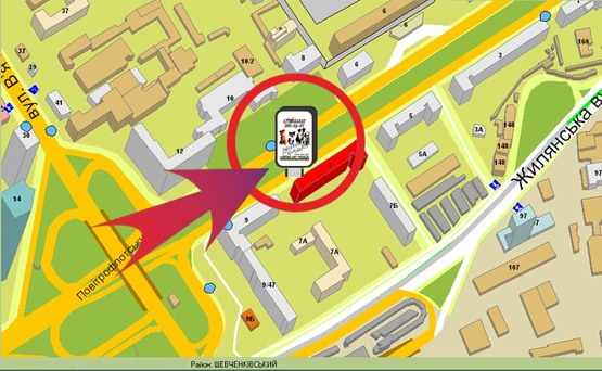 Схема рекламной плоскости по адресу Пр-т. Перемоги,7/ "Чумацький Шлях"