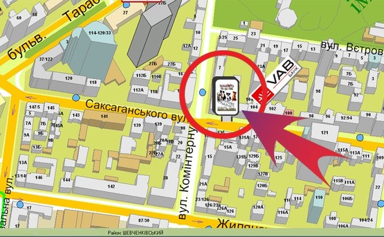 Схема рекламної площини за адресою Вул. Саксаганського, 106 ("ДЦ")