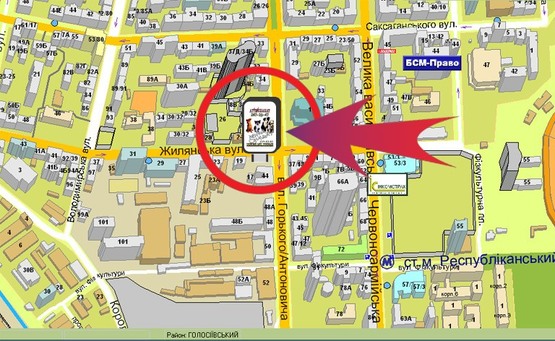 Схема рекламной плоскости по адресу Вул. Жилянська / Горького