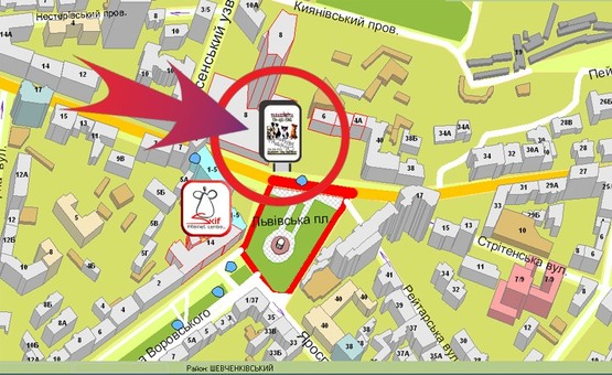 Схема рекламной плоскости по адресу Пл. Львівська , Біля Будинку Одягу