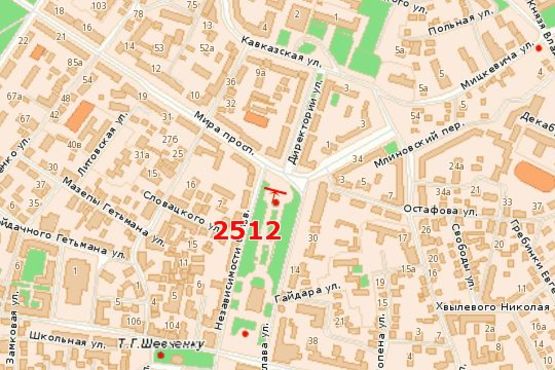 Схема рекламной плоскости по адресу Миру просп., 9