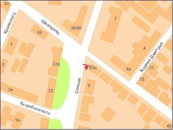 Схема рекламной плоскости по адресу Сінна вул. - Шевченка вул.