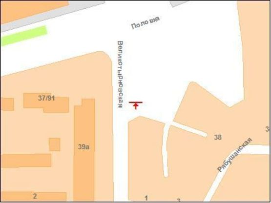 Схема рекламной плоскости по адресу В.Тирнівська вул. - Половка вул.