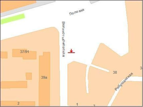 Схема рекламной плоскости по адресу В.Тирнівська вул. - Половка вул.