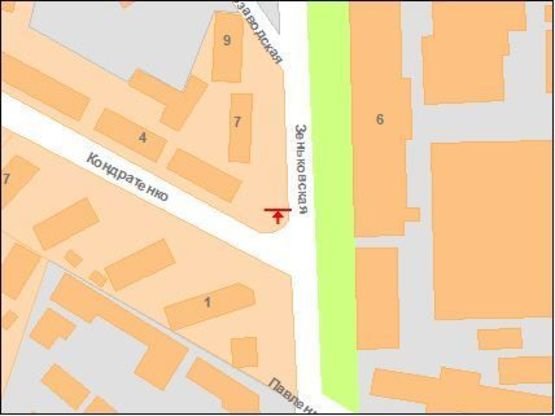 Схема рекламной плоскости по адресу Зіньківська вул - Кондратенко вул.