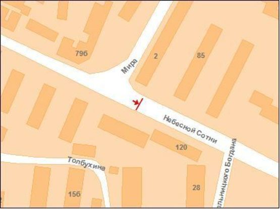 Схема рекламной плоскости по адресу Небесної Сотні вул. (Леніна) - Б.Хмельницького