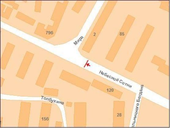 Схема рекламной плоскости по адресу Небесної Сотні вул. (Леніна) - Б.Хмельницького