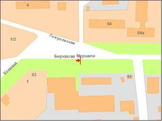 Схема рекламной плоскости по адресу М.Бірюзова вул., 51