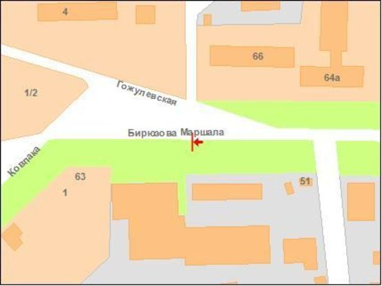 Схема рекламной плоскости по адресу М.Бірюзова вул., 51