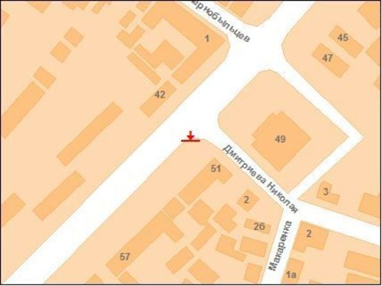 Схема рекламної площини за адресою Європейська вул. (Фрунзе),51 - Миколи Дмітрієва вул. (Володарського)