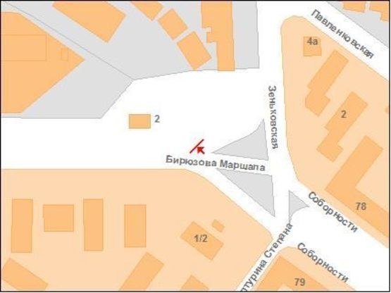 Схема рекламной плоскости по адресу М.Бірюзова вул.,1