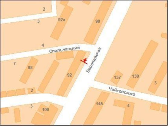 Схема рекламной плоскости по адресу Європейська вул. (Фрунзе), 94