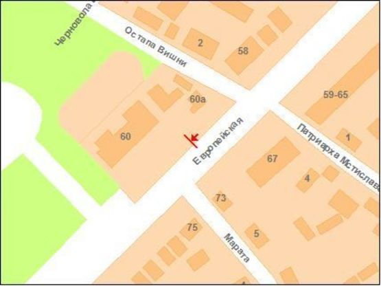 Схема рекламної площини за адресою Європейська вул. (Фрунзе), 60 (Конкорд)