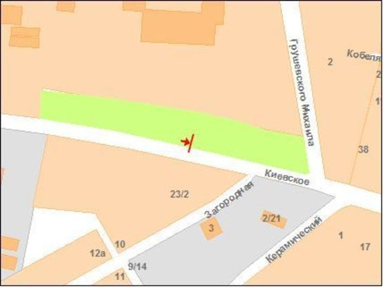 Схема рекламной плоскости по адресу К.Шосе, вул. біля "Авторинку"