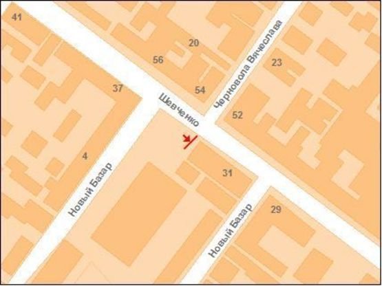 Схема рекламной плоскости по адресу Шевченка вул. (центральний ринок)